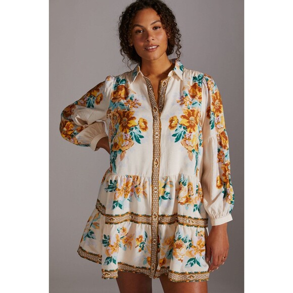 Anthropologie Panel Print Mini Shirtdress Size Small P - Picture 1 of 8